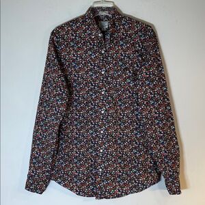 NEW! J. Crew Organic Cotton Multicolor Floral Men's Shirt. Medium Tall.
